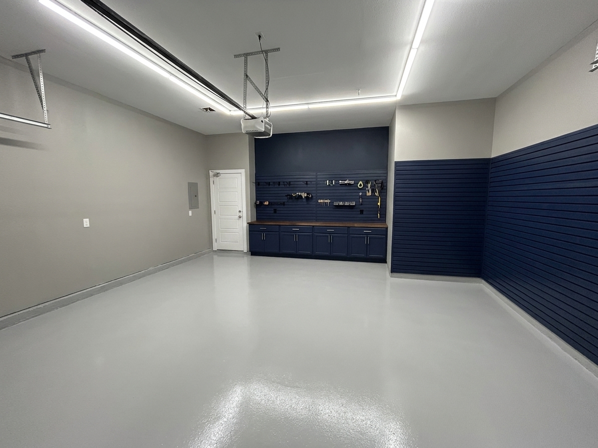 GABS garage — navy and grey