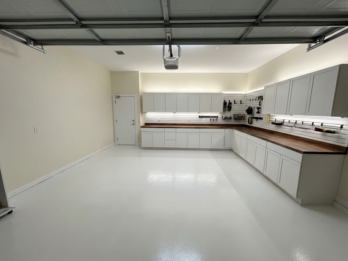 GABS garage — warm white and wood